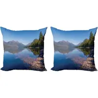 Abakuhaus Glacier National Park Decoratieve kussenhoes, 2 stuks, bosscène, moderne accent, dubbelzijdige digitale print, 40x40 cm, meerkleurig