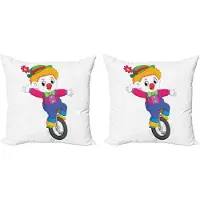 Abakuhaus Decoratieve kussenhoes met clownmotief, 2 stuks, modern accent, dubbelzijdige digitale print, 45x45 cm, meerkleurig