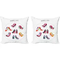 Abakuhaus Decoratieve kussenhoes met hoge hakken, 2 stuks, aquarel schoen, modern accent, dubbelzijdige digitale print, 45x45 cm, veelkleurig