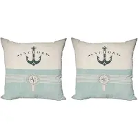 Abakuhaus Nautische decoratieve kussenhoes, 2 stuks, moderne accenten, dubbelzijdige digitale print, 40x40 cm, zeegroenbeige/resedagroen