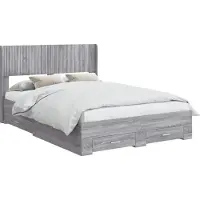 vidaXL Bedframe met opbergruimte en hoofdbord Grijs Sonoma