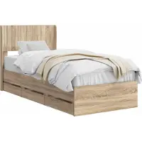 vidaXL Bedframe met opbergruimte en hoofdbord Sonoma Eiken 90 x 200 cm