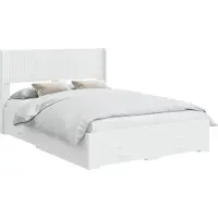 vidaXL Bedframe met opbergruimte en hoofdbord Wit Bewerkt hout