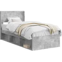 vidaXL Bedframe met opbergruimte en hoofdbord Betongrijs 100 x 200 cm
