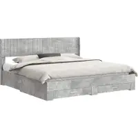 vidaXL Bedframe met opbergruimte en hoofdbord Betongrijs 180 x 200 cm