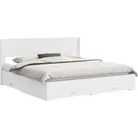 vidaXL Bedframe met opbergruimte en hoofdbord Wit Bewerkt hout