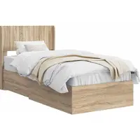 vidaXL Bedframe met opbergruimte en hoofdbord Sonoma Eiken 90 x 190 cm
