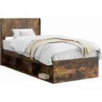 vidaXL Bedframe met opbergruimte en hoofdbord Gerookt eiken