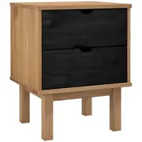 vidaXL Nachtkastje OTTA Zwart 45 x 39 x 57 cm Massief grenenhout