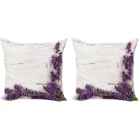 Abakuhaus rustieke houten sierkussens, set van 2, Modern Accent dubbelzijdige digitale print, 50x50 cm, paars