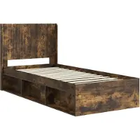 vidaXL Bedframe met opbergruimte en hoofdbord Gerookt eiken