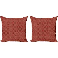 Abakuhaus Oosterse decoratieve kussenhoes, 2-pack, modern accentdesign, dubbelzijdige digitale print, 45x45 cm, vermiljoen camel en tan