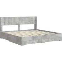 vidaXL Bedframe met opbergruimte en hoofdbord Betongrijs 180 x 200 cm