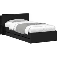 vidaXL Bedframe met opbergruimte en hoofdbord Zwart 75 x 190 cm