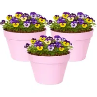 Mega Collections Plantenpot / bloempot - 3x - kunststof - lichtroze - binnen/buiten - D26 x H22 cm