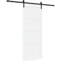 vidaXL Schuifdeur Wit en zwart 83 x 202 cm Massief grenenhout