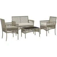 Outsunny - Tuinset - Loungeset - Tuinstoelen - 4-delig - Inclusief kussens - Rotan - Weersbestendigheid - Onderhoudsvrij - Kaki