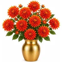 Mica Decorations Kunstbloem Dahlia Artistic - 10x - H74 cm - oranje - kunststof - stelen kunstbloemen - boeket - bloemetjes