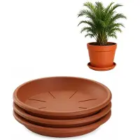 PlasticForte plantenpot onder schotel / water opvang schaal - 3x - terracotta - Dia 36 cm - Kunststof - voor pot met Dia 45/50 cm