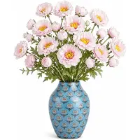 Mica Decorations Kunstbloem Klaproos Poppy - 12x - H62 cm - roze - kunststof - stelen kunstbloemen - boeket - rozen bloemetjes