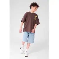 Shoeby T-shirt bruin Jongens Katoen Ronde hals Printopdruk - maat 110/116