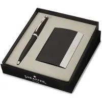 Sheaffer Balpen Giftset - 100/G9317 - matt black nickel plated - met visitekaarthouder