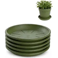 PlasticForte plantenpot onder schotel / water opvang schaal - 5x - groen - Dia 16 cm - Kunststof - voor pot met Dia 20/22 cm