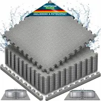 Tillvex Pool Bodembeschermingsmat Grijs, 62,5x62,5cm, 16 stuks | Onderlegmat 1 cm dik voor Pool Planschbad & Whirlpool | Poolmat Bodemmat Outdoor | Poolonderlaag Bodembescherming warmte-isolerend