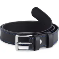 Ladeheid Kinderriem – Riem - Jongens - Broekriem - Verstelbaar - Leer – Zwart/Blauw – 65 cm LA-EL-KIDS