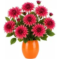 Mica Decorations Kunstbloem Dahlia Artistic - 8x - H74 cm - roze - kunststof - stelen kunstbloemen - boeket - bloemetjes