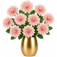 Mica Decorations Kunstbloem Dahlia Floristic - 10x - H75 cm - roze - kunststof - stelen kunstbloemen - boeket - bloemetjes