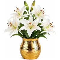 Mica Decorations Kunstbloem Lily Stargazer Valley - 2x - H75 cm - wit - kunststof - stelen kunstbloemen - boeket - bloemetjes