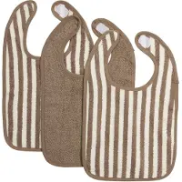 Meyco Baby Fat Stripe Slab - 3-pack - Jacquard Badstof - Taupe