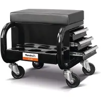 OEM Bureaukruk - Montagekruk - Werkplaatskruk - Stalen constructie - Draagvermogen: 120 kg - Zwart