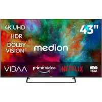 Medion 108 cm (43 Zoll) Fernseher (Smart-TV, Dolby Vision HDR, HBO Max, MagentaTV, Prime Video, Disney+, DAZN, Paramount+, Dolby Atmos, VIDAA Store, PVR, Bluetooth, MD 843302)