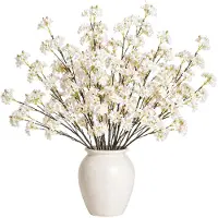 Mica Decorations Kunstbloem Bloesem Floral - 12x - H106 cm - wit - kunststof - stelen kunstbloemen - boeket - bloemetjes