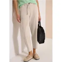 Cecil Dames Mid Waist broek met wijde pijpen in casual pasvorm - Beige - 36