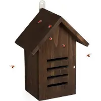 Markenlos Houten insectenhotel voor kevers - 25x185x12 cm - Tuindecoratie om op te hangen - bruin