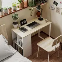 Aiorber Compact bureau, met 4 open vakken, bureau, ruimtebesparend en gemakkelijk te onderhouden, U-vormige metalen poten, aan beide zijden monteerbaar, stabiel, wit