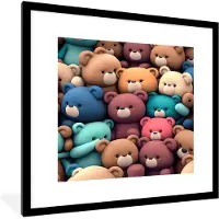 PosterMonkey Fotolijst incl. Poster - Knuffelbeer - Knuffel - Roze - Blauw - Bruin - Kind - 40x40 cm - Posterlijst