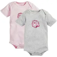 Schnizler tomper Unicorn korte mouw roze/grijs 2 stuks