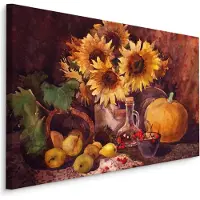 Karo-art Schilderij - Stilleven met zonnebloem (print op canvas), premium print