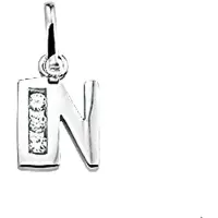 Trendjuwelier huiscollectie Bedels Letter N Zirkonia Rij Zilver