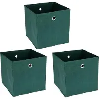 Markenlos Plastic doos, 30 x 30 x 30 cm, 3 stuks, petrolkleur, draagbaar
