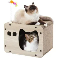 Famanu krabpaal van karton, 2-in-1 met speeltje - 40 x 30 x 30 cm