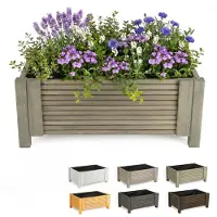 BOGATECO Houten Bloembak met Worteldoek 39x79x30 cm - Modulaire Plantenbak voor Tuin en Terras - 6 Kleuren Beschikbaar - Groengrijs