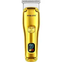 SOKANY , Draadloze haar- en baardtrimmer met LED-scherm voor nauwkeurige afwerking, Wit / Goud