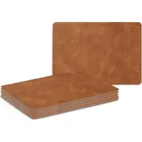 Zeller Placemats - 6x - lederlook - cognac kleur - 42 x 30 cm - tafel dekken - onderleggers