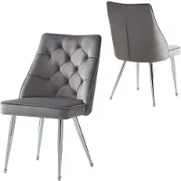 Aiorber Eetkamerstoel, set van 2, fluweel, zilverkleurige metalen poten, schuimrubberen zitkussen, uniek design, geschikt voor woonkamer en eetkamer, 50x60x87 cm, grijs