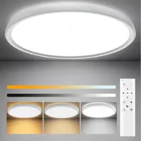 Aiorber Dimbare LED-plafondlamp, 28W badkamerverlichting met afstandsbediening, 3 kleurtemperaturen, ultradun, vriendelijk voor de ogen, geschikt voor woonkamer en slaapkamer
